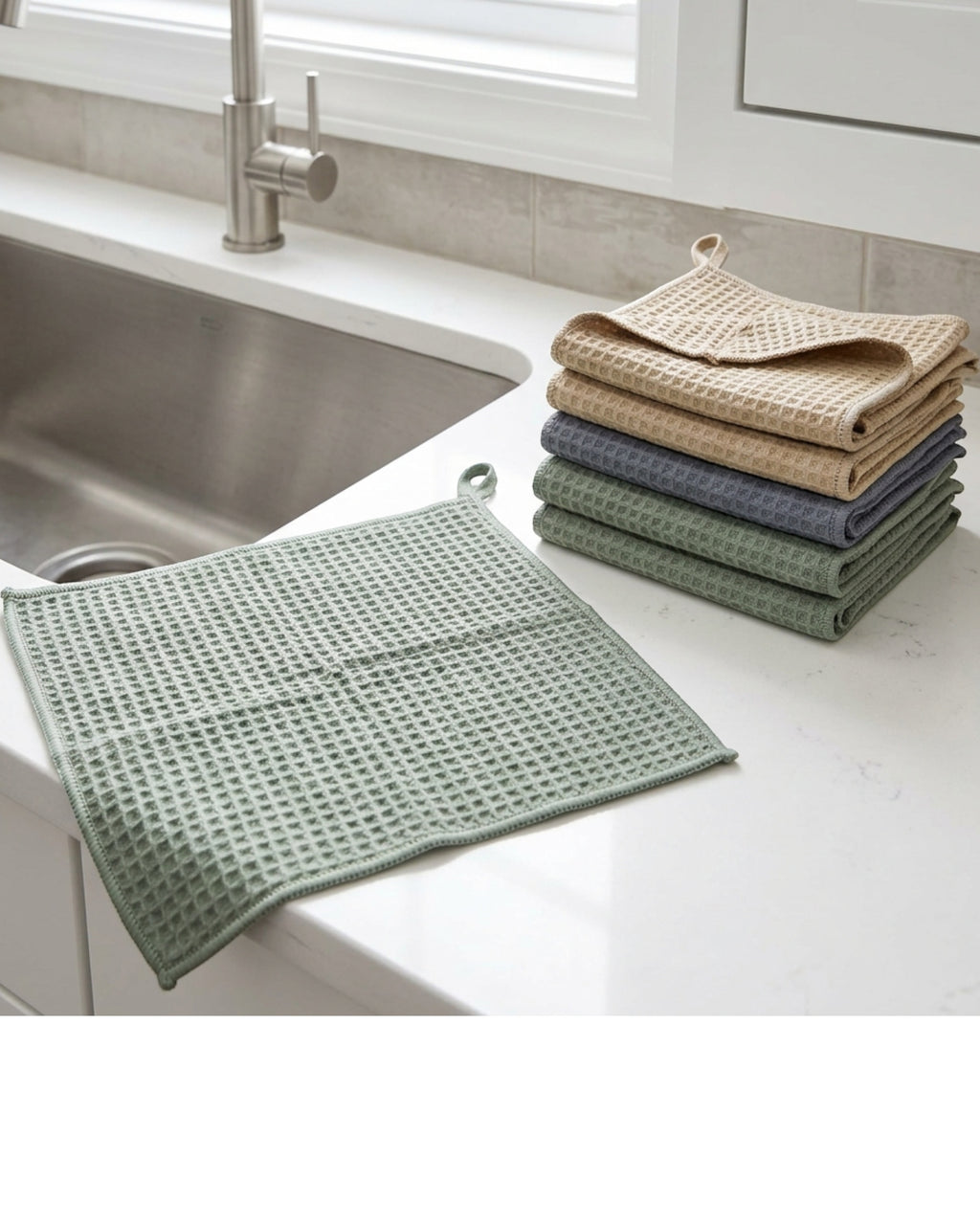 Cresi Waffle Microfiber Cleaning Cloths 30 x 30 cm Six Pack - Lifestyle view