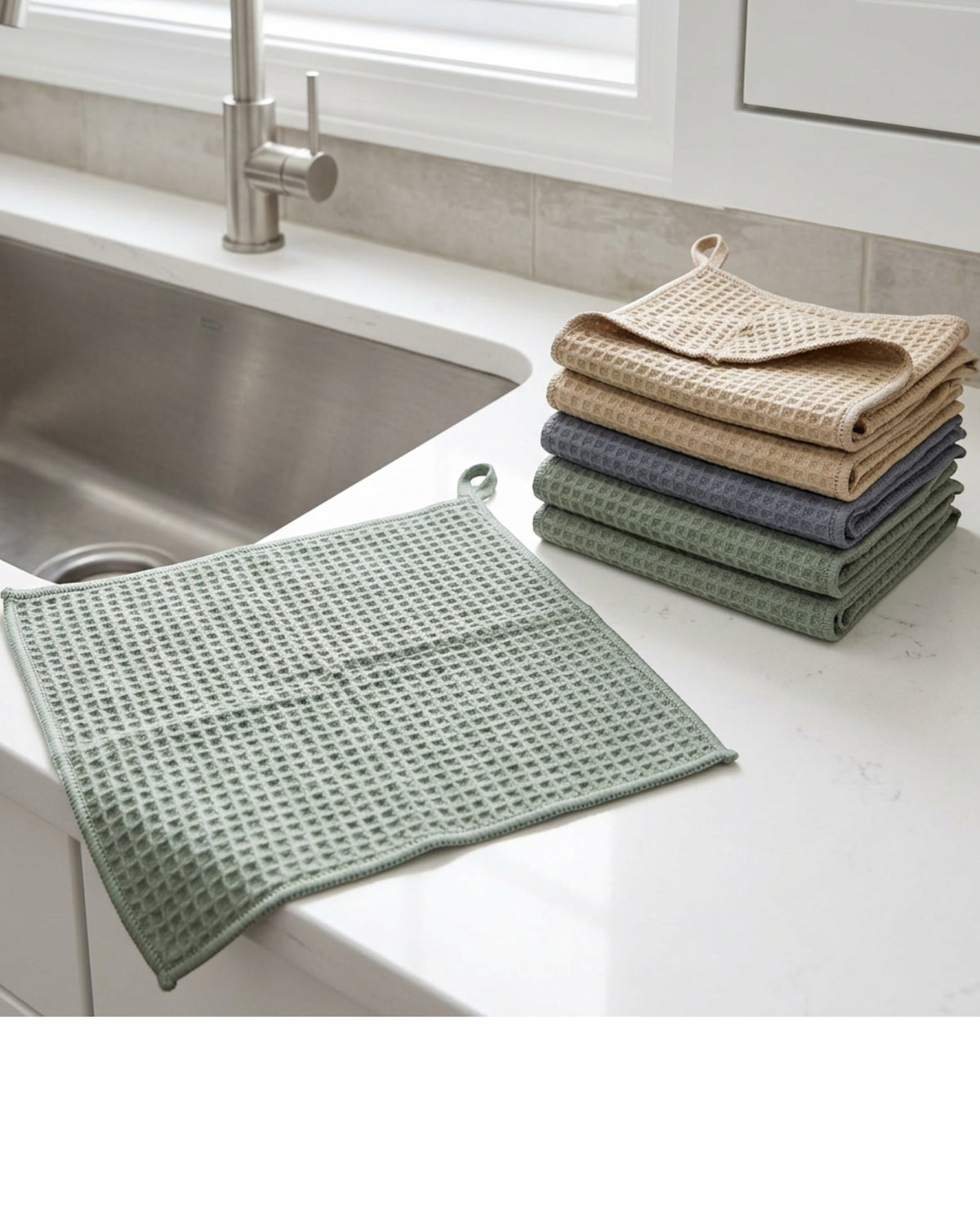 Cresi Waffle Microfiber Cleaning Cloths 30 x 30 cm Six Pack - Lifestyle view