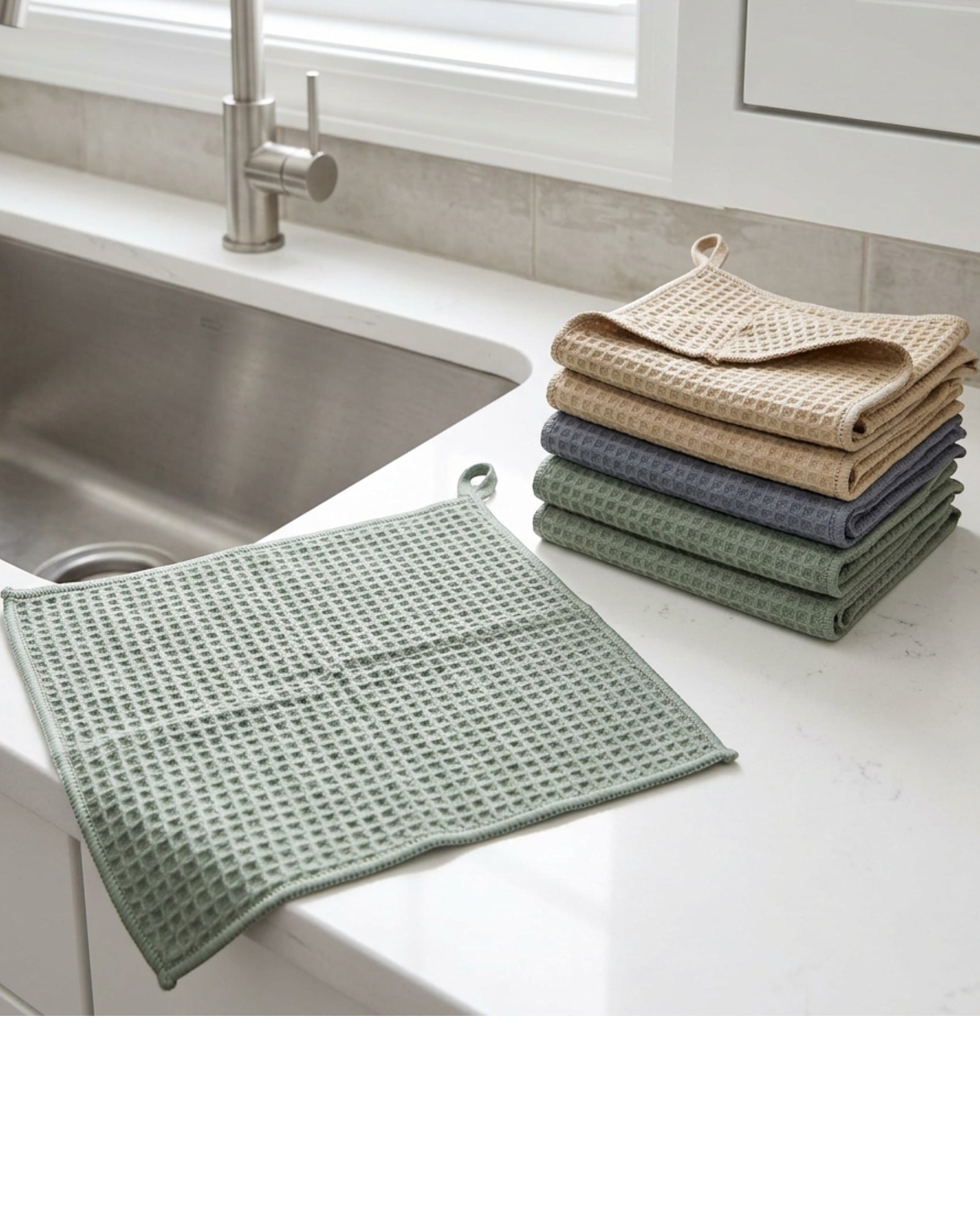 Cresi Waffle Microfiber Cleaning Cloths 30 x 30 cm Six Pack - Lifestyle view